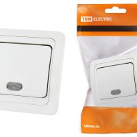 Выключатель TDM Валдай 1кл. белый подсветка (10/200)