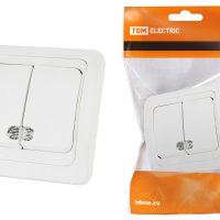 Выключатель TDM Валдай 2кл. белый подсветка (10/200)