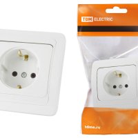 Розетка TDM Валдай 1-ая белая с/з (10/200)