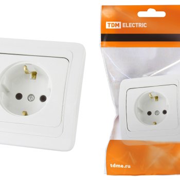 Розетка TDM Валдай 1-ая белая с/з (10/200)