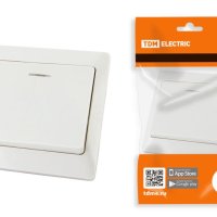 Выключатель TDM Ильмень 1кл. белый с подсветкой (10/100)