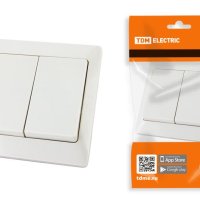 Выключатель TDM Ильмень 2кл. белый (10/100)