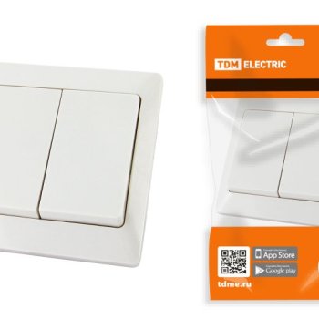 Выключатель TDM Ильмень 2кл. белый (10/100)