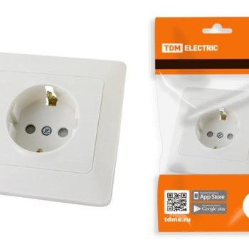 Розетка TDM Ильмень 1-ая белый с/з шторки (10/100)