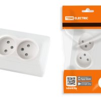 Розетка TDM Ильмень 2-ая бел. б/з, шторки (10/100)