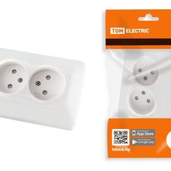 Розетка TDM Ильмень 2-ая бел. б/з, шторки (10/100)