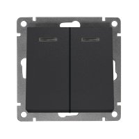 Механизм выключателя Афина 2кл подсветка графит (10/100)