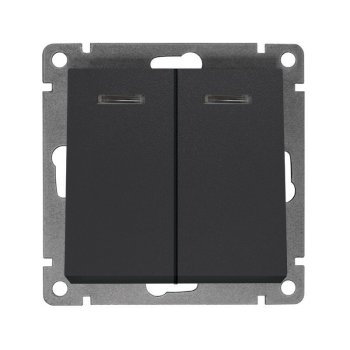 Механизм выключателя Афина 2кл подсветка графит (10/100)