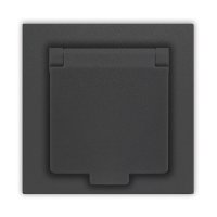 Розетка Афина 1-ая с/з крышка графит (10)