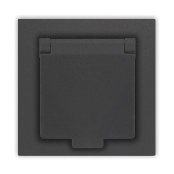 Розетка Афина 1-ая с/з крышка графит (10)