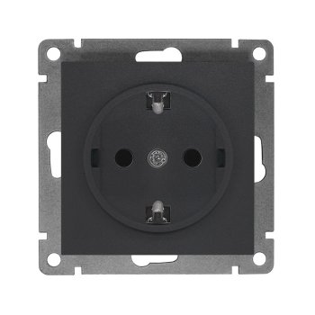 Механизм розетки Афина 1-ая с заземлением графит (10/100)
