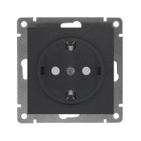 Механизм розетки Афина 1-ая с заземлением шторки графит (10)