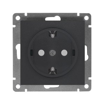 Механизм розетки Афина 1-ая с заземлением шторки графит (10)