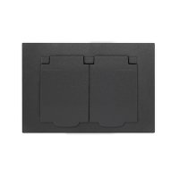 Розетка Афина 2-ая с/з крышка графит (10)