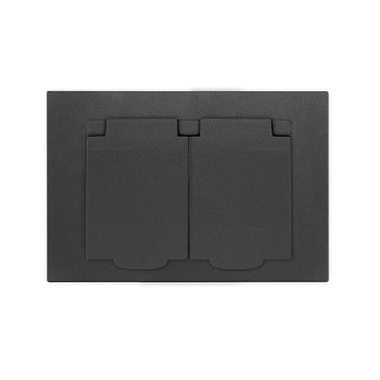 Розетка Афина 2-ая с/з крышка графит (10)