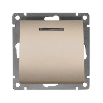 Механизм выключателя Афина 1кл подсветка шампань (10/100)