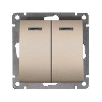 Механизм выключателя Афина 2кл подсветка шампань (10/100)