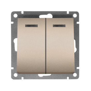 Механизм выключателя Афина 2кл подсветка шампань (10/100)