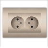 Розетка Афина 2-ая без заземления шампань (10/100)