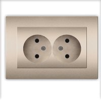Розетка Афина 2-ая без заземления шампань (10/100)