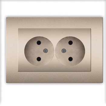 Розетка Афина 2-ая без заземления шампань (10/100)