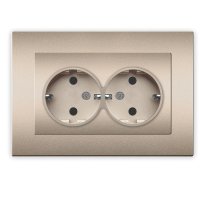 Розетка Афина 2-ая с заземлением шампань (10/100)
