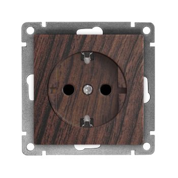 Механизм розетки Афина 1-ая с заземлением венге (10)