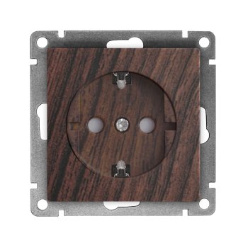 Механизм розетки Афина 1-ая с заземлением шторки венге (10)