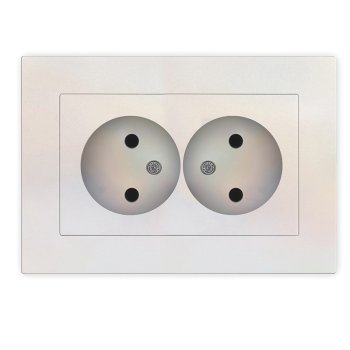 Розетка Афина 2-ая без заземления жемчуг (10/100)