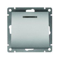 Механизм выключателя Афина 1кл подсветка серебро (10/100)