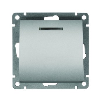 Механизм выключателя Афина 1кл подсветка серебро (10/100)