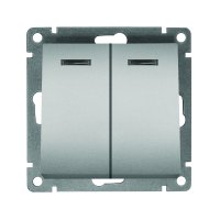 Механизм выключателя Афина 2кл подсветка серебро (10/100)
