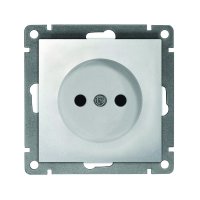 Механизм розетки Афина 1-ая без заземления серебро (10/100)