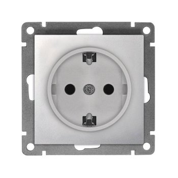 Механизм розетки Афина 1-ая с заземлением серебро (10/100)