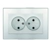 Розетка Афина 2-ая без заземления серебро (10/100)