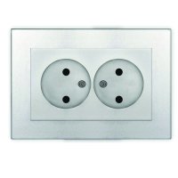 Розетка Афина 2-ая без заземления серебро (10/100)