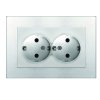 Розетка Афина 2-ая с заземлением серебро (10/100)