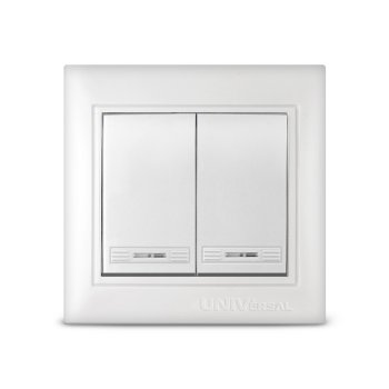 Выключатель Севиль 2кл. белый подсветка (10/100)