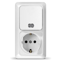 Блок Олимп вертикальный 1кл. подсветка + розетка с/з белый (5)