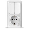 Блок Олимп вертикальный 2кл. + розетка с/з белый (5)