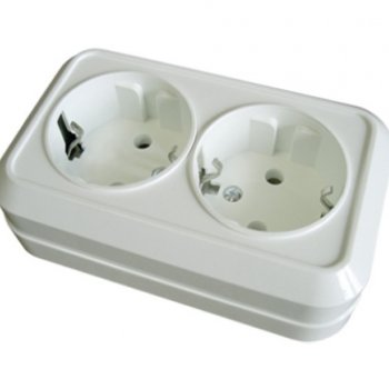 Розетка Олимп 2-ая белый с/з (10/200)