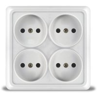 Розетка Олимп 4-ая белый б/з квадрат (10/120)