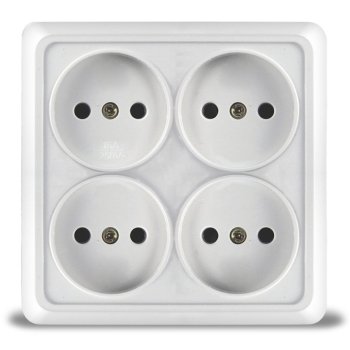 Розетка Олимп 4-ая белый б/з квадрат (10/120)