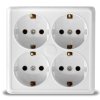 Розетка Олимп 4-ая белый с/з квадрат (10/100)