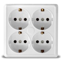 Розетка Олимп 4-ая белый с/з квадрат (10/100)