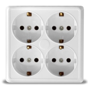 Розетка Олимп 4-ая белый с/з квадрат (10/100)