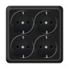 Розетка Олимп 4-ая с/з квадрат черный (10/100)