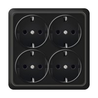 Розетка Олимп 4-ая с/з квадрат черный (10/100)