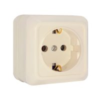 Розетка Олимп 1-ая с заземлением слоновая кость (10/100)