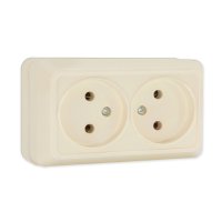 Розетка Олимп 2-ая слоновая кость б/з (10/100)